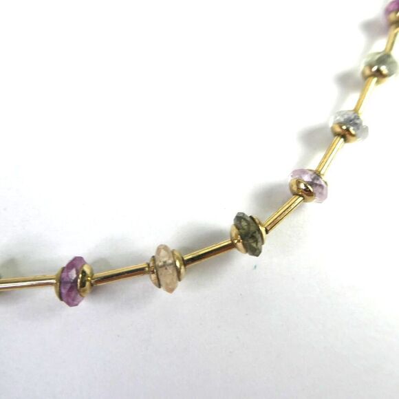 Vida Jewels Gold Tone Pastel Rainbow Sparkly Necklace Bridgerton Regency Stones - Picture 5 of 10